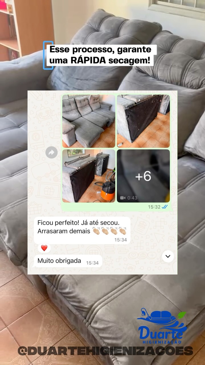 Higienização de sofá em vídeo original da Duarte